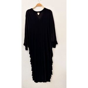 H & M Black V-Neck Long Winged Flare Long Sleeve Maxi Dress, 8